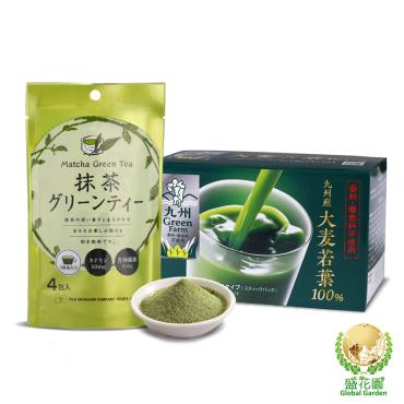 【盛花園】日本原裝大麥若葉青汁20入+抹茶粉末4入養生組