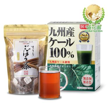 【盛花園】日本原裝羽衣甘藍菜青汁44入+秋田白神牛蒡茶30入養生組