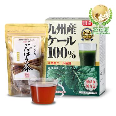 【盛花園】日本原裝羽衣甘藍菜青汁44入+秋田白神牛蒡茶15入養生組