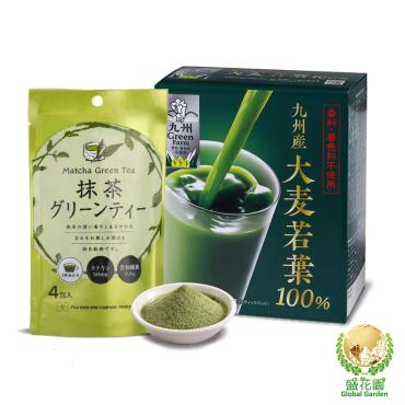 【盛花園】日本原裝大麥若葉青汁50入+抹茶粉末4入養生組