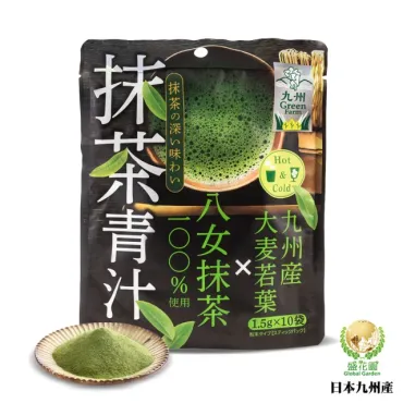 【盛花園】日本抹茶青汁(買10入/袋,海昌5℃無氣泡蘇打水330ml X3瓶)