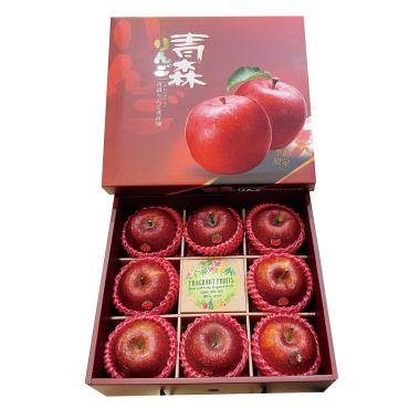 【盛花園蔬果】日本青森蜜富士蘋果8粒禮盒送蘋果脆片小點90g*1罐