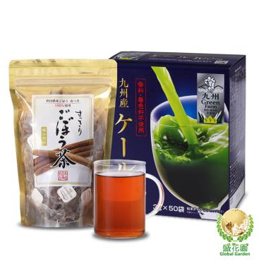 【盛花園】日本原裝羽衣甘藍菜青汁50入+秋田白神牛蒡茶30入養生組