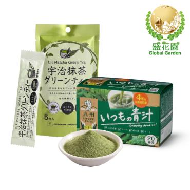 【盛花園】日本原裝九州產每日青汁20入+宇治抹茶粉末5入養生組