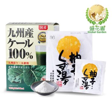 【盛花園】日本原裝羽衣甘藍青汁44入+柚子葛粉4入養生組