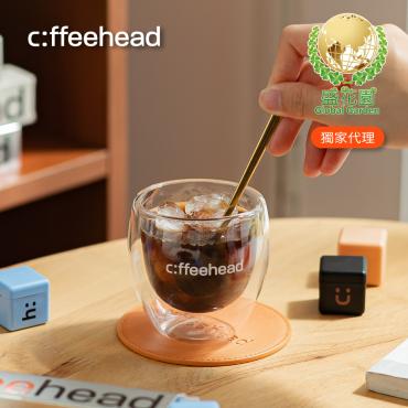 【盛花園】Coffeehead 超方塊 I 雙層玻璃咖啡杯4入組(單杯150ml/冷熱適用/雙色logo隨機)